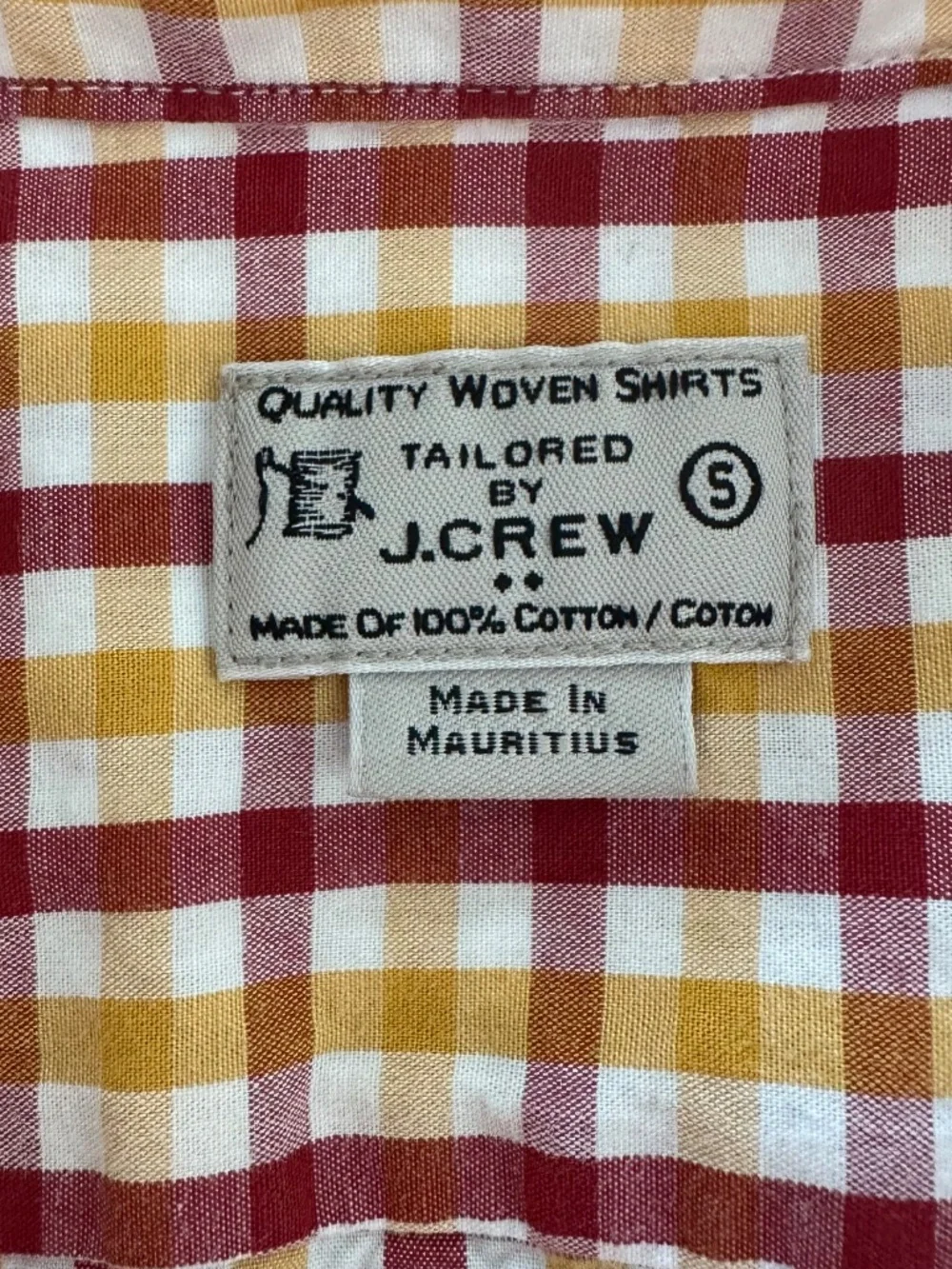 J.Crew Men's Size Small Long-Sleeve Button-Down Shirt Red/Gold Checkered Plaid